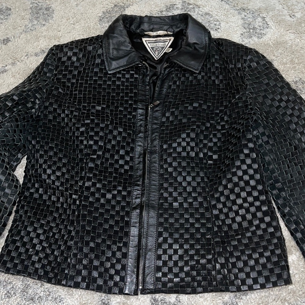 Exclusive Vintage Marvin Richards  Gingam Design Pure Leather Jacket